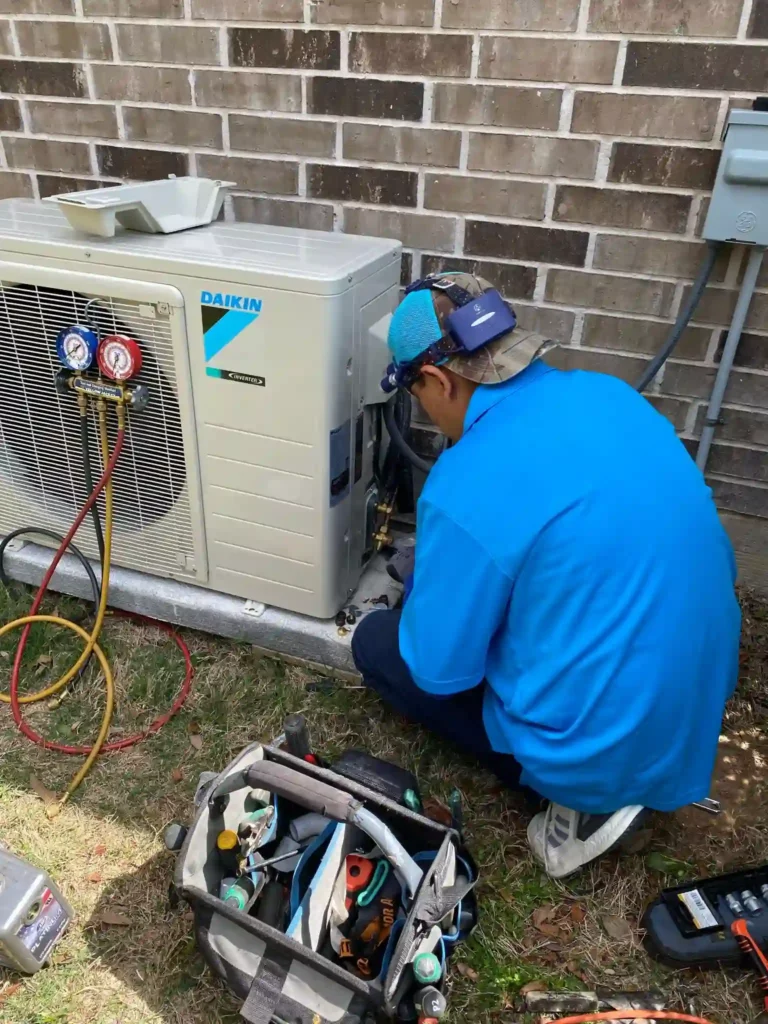 24sevenac workmen make repairs for Ductless Air Conditioning in Houston